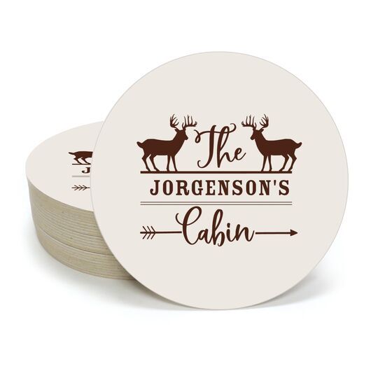 Family Cabin Round Coasters